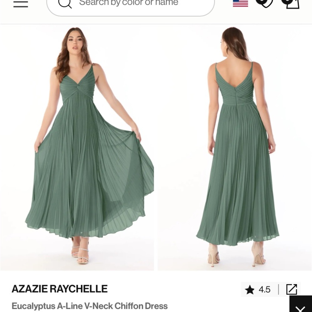 AZAZIE RAYCHELLE Eucalyptus A-Line V-Neck Chiffon Dress
